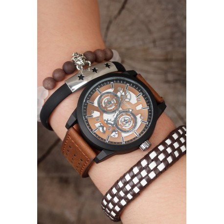 ست ساعت دستبند طرحدار مردانه