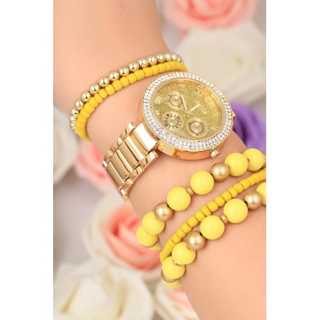 ست ساعت دستبند طلایی زنانه