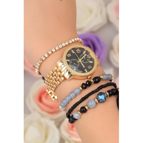 ست ساعت دستبند استیل زنانه