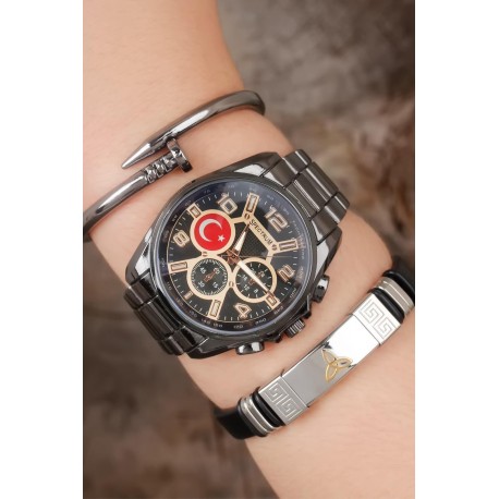 ست ساعت دستبند استیل مردانه