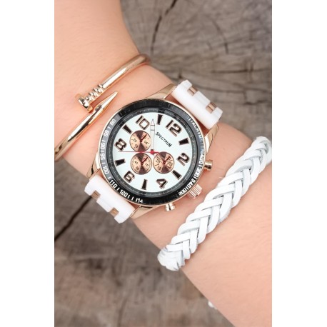 ست ساعت دستبند سفید مردانه