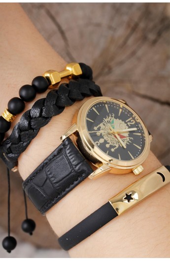 ست ساعت دستبند طرحدار مردانه