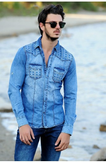 پیراهن جین طرحدار مردانه